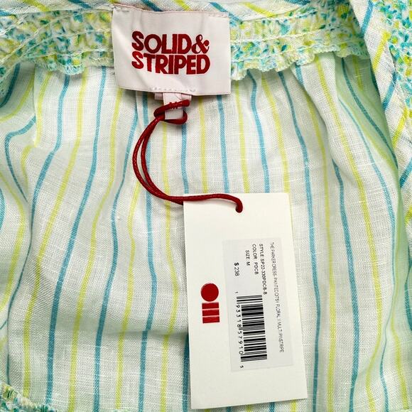NWT Solid & Striped The Parker Dress Painted Ditsy Floral Striped Linen Green - Picture 3 of 7